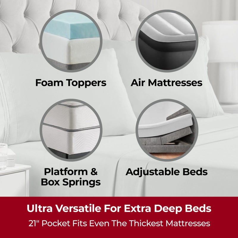 Mellanni Extra Deep Twin XL Sheets - 3 PC Iconic Collection Bedding - Hotel Luxury, Ultra Soft, Cooling Bed Sheets - Wrinkle, Fade, Stain Resistant (Twin Extra Long, Spa Mint) - Image 2